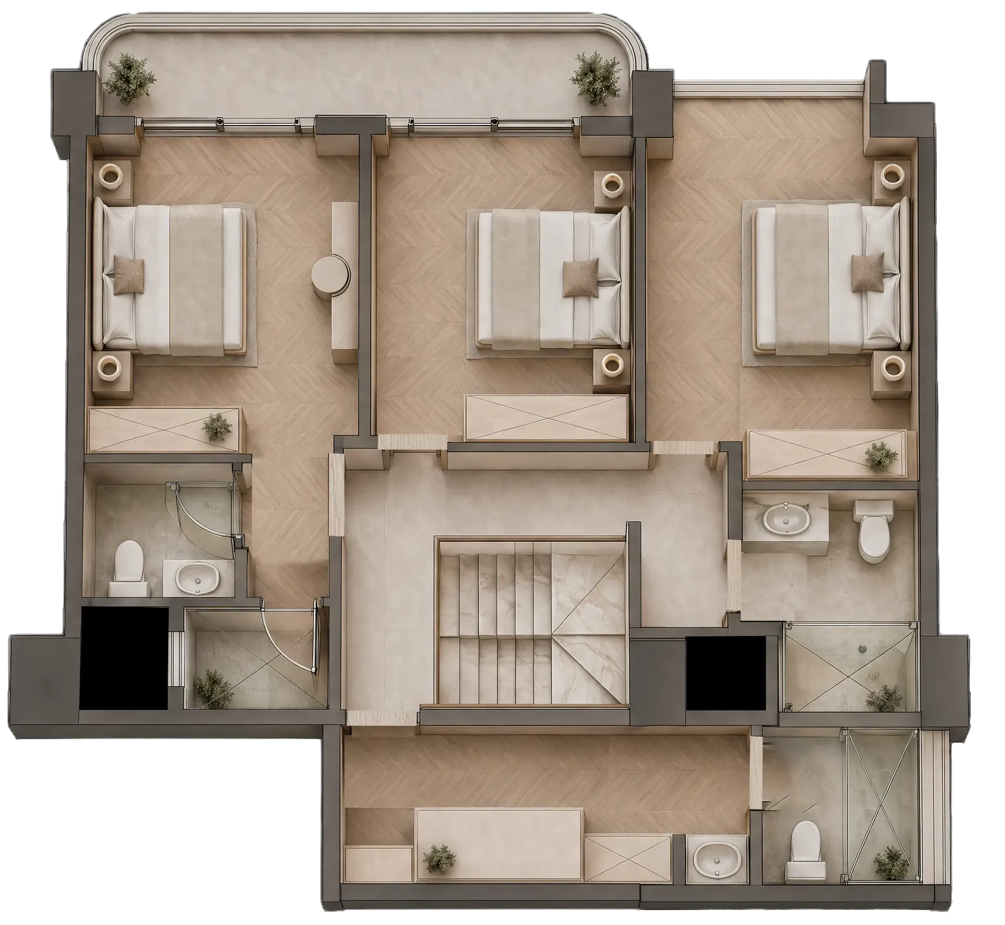 Seasons Riverside A1 four bedroom duplex with DSQ 214 square metre second floor plan